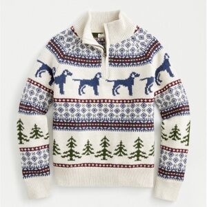 CREWCUTS J CREW Boys-dog-fair-isle-sweater-half-zip size 8